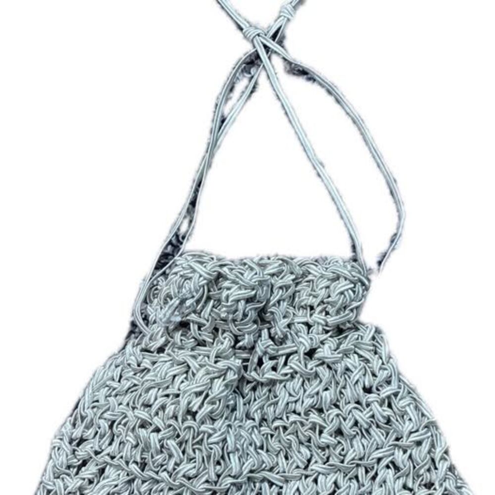 Cream/Ivory Hand-Knotted Drawstring Pouch Bag